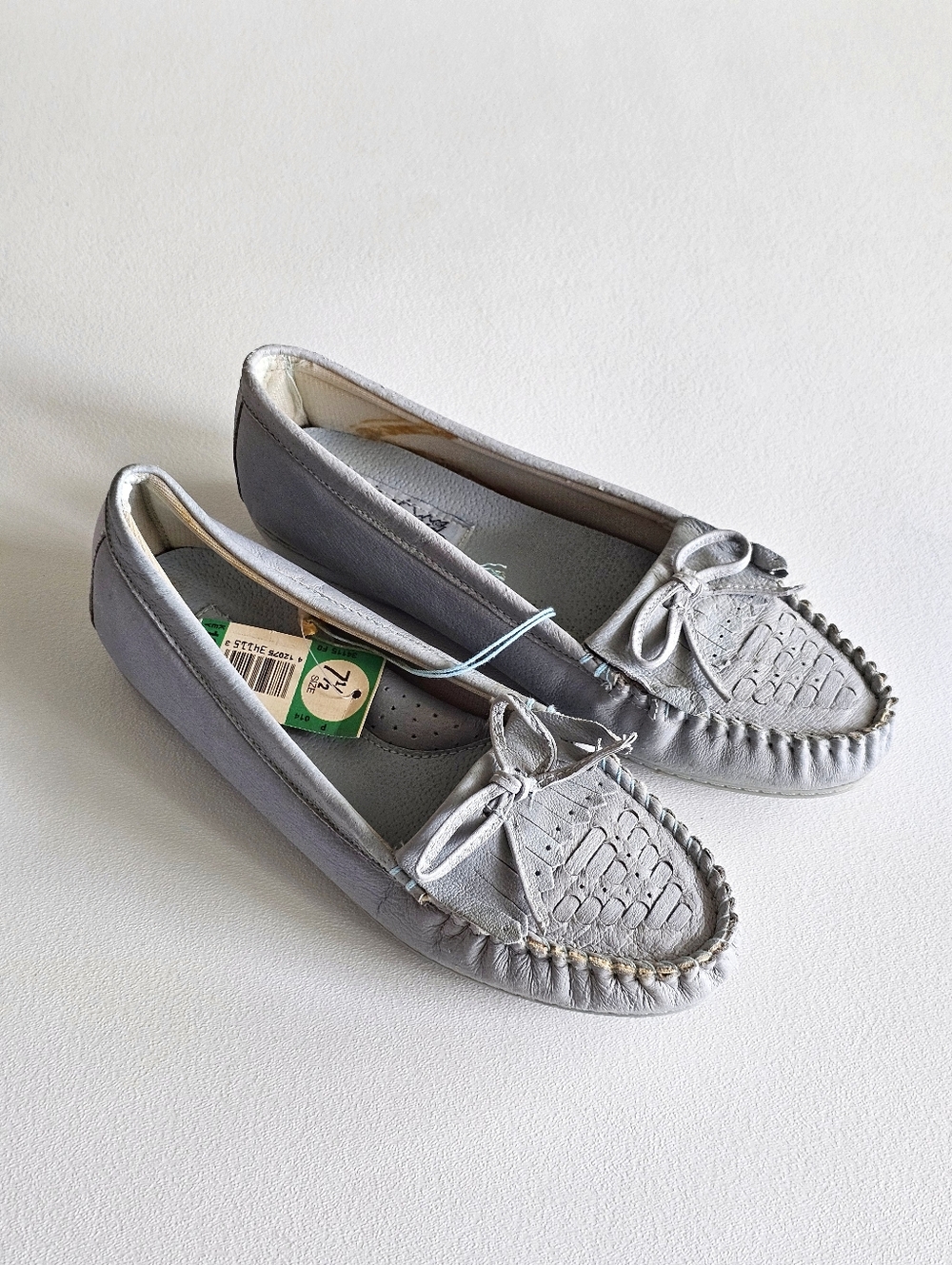 Vintage Woodbridge Genuine Leather Moccasin Loafers Flats Gray Women’s 7.5W NWT
